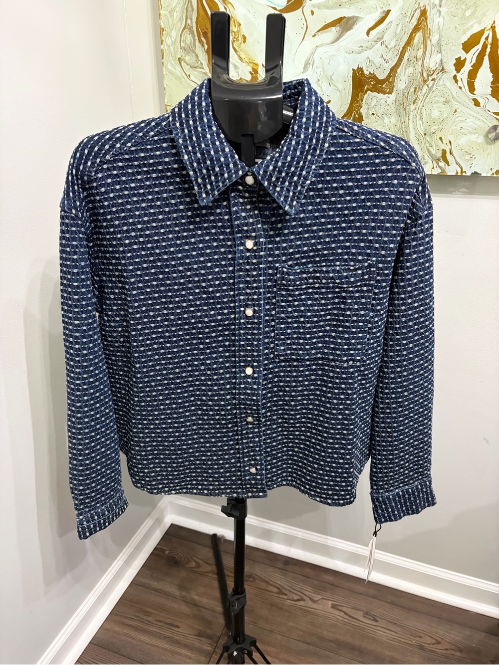 bagatelle Navy and White Textured Button-Down Shirt